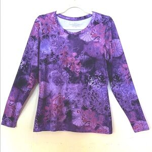 Snow Angel Watercolor Purple and Stretchy Long Sleeve Top